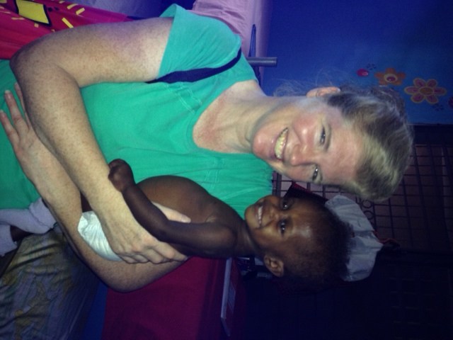 Mya is two and came to the orphanage right  before Christmas weighing just six pounds. She had been left at the Les Cayes Hospital. Now she is at 13 pounds a month later and is very happy and smiles a lot!