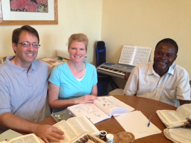 Pastor Jean-Claude comes for language classes three days a week.