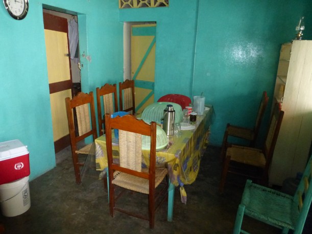 The center room which served as dining and living room. You can see how they keep the food covered on the table at all times.