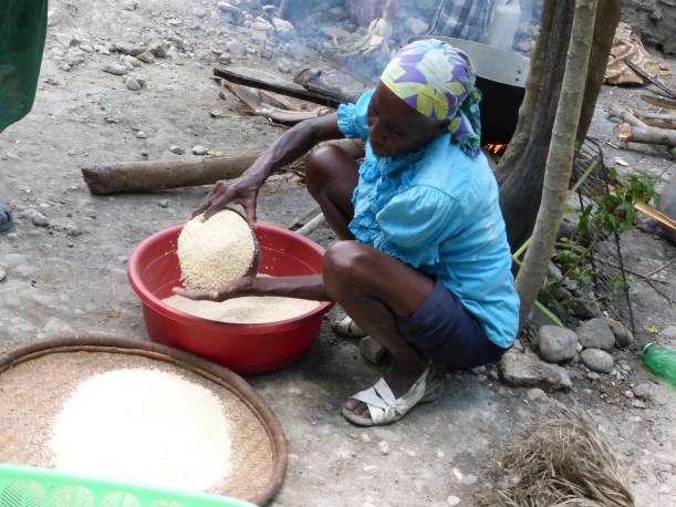 Cleaning the rice was a process that we don't even think about having to do!