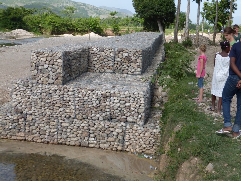A view of the new levee walls they are building to prevent the town from flooding. These were a incredible, at least a mile long!
