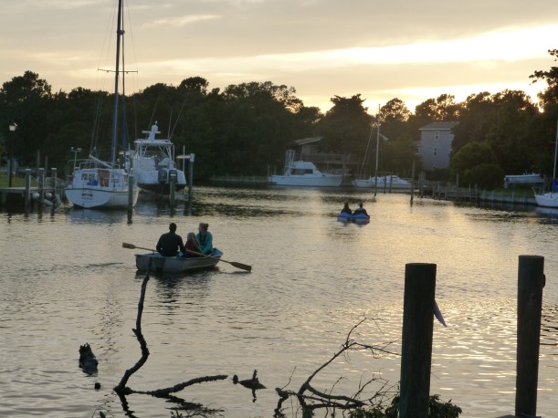 Launching from our dock for some fishing at dusk!