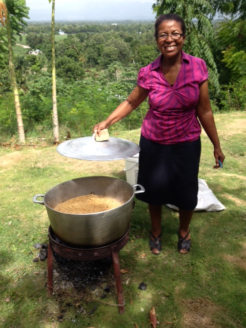 Here is an amazing woman! Marie Lucie not only runs almost the whole child care operation single-handedly, she also decided to start cooking a meal for the students! 