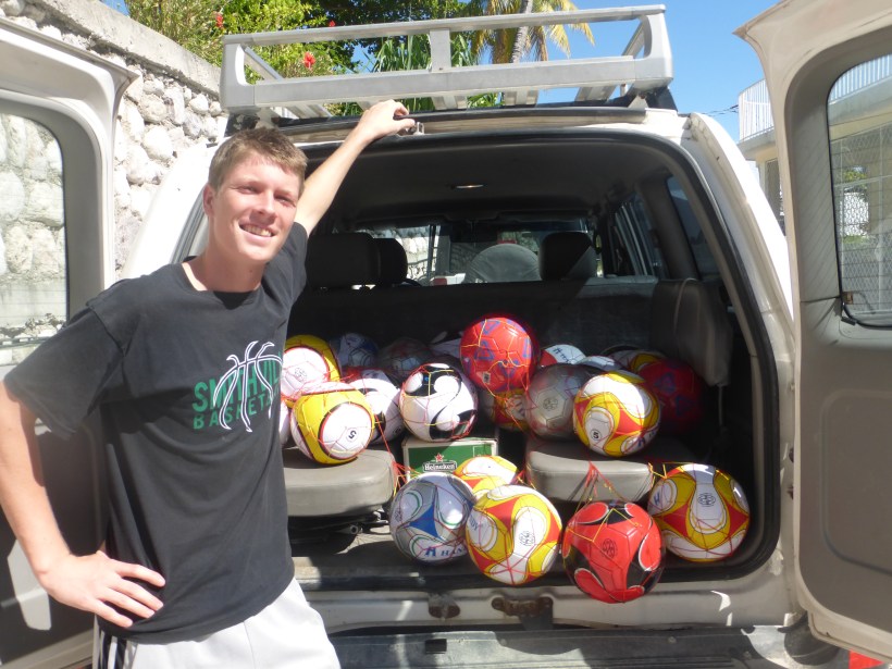 Grant has been helping raise money for a local soccer team and giving balls where he can