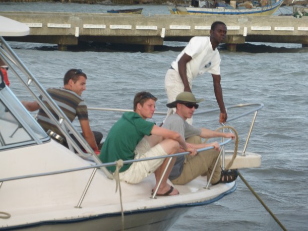 Grant enjoyed riding on the front of the boat on the return trip!