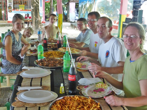 Another meal together...this time on the beach at Port Salut!