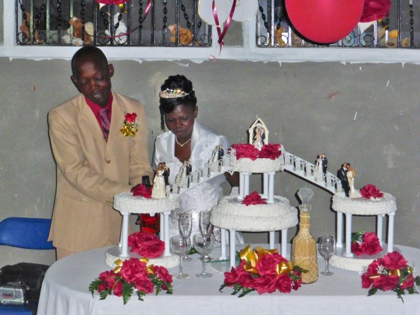 The happy couple at their reception.