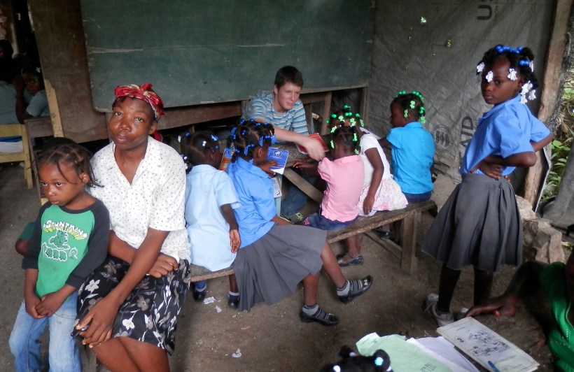 Grant was thrilled he got to go on a recent visit to a new school we will be sponsoring up in the mountains!