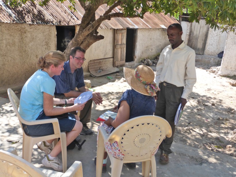 Interviewing a school director and learning about the needs of his school.