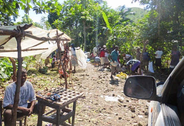 Not many vehicles go through here...everything stopped until we pushed through.