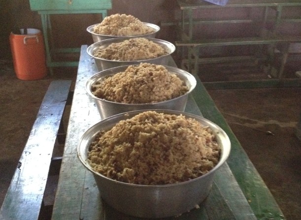 This is the amount of rice prepared every day for the local Simon MEBSH elementary school!