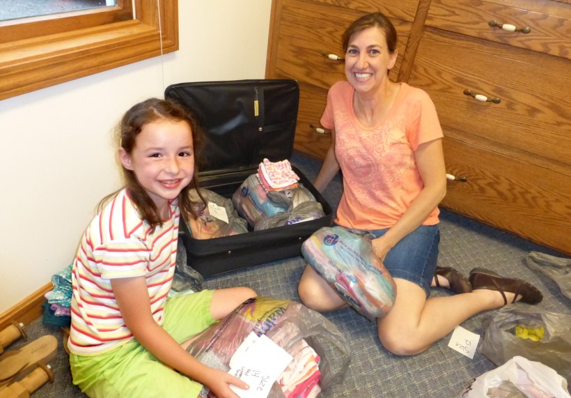 Underwear, everything goes into the suitcases for delivery to Haiti!