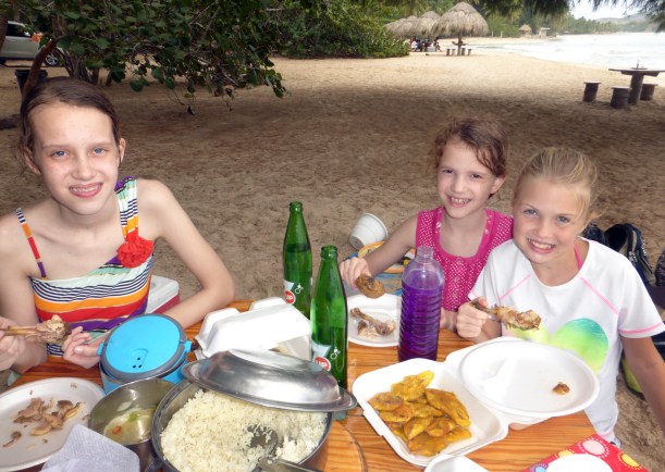 Taking a break to eat lunch on the beach!