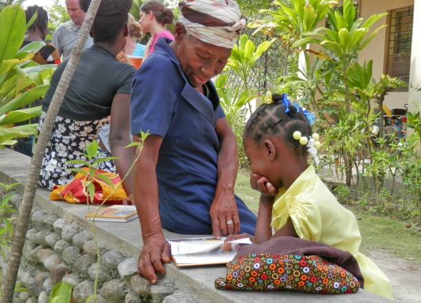 The Uhlers gave a book bag to their sponsored child!