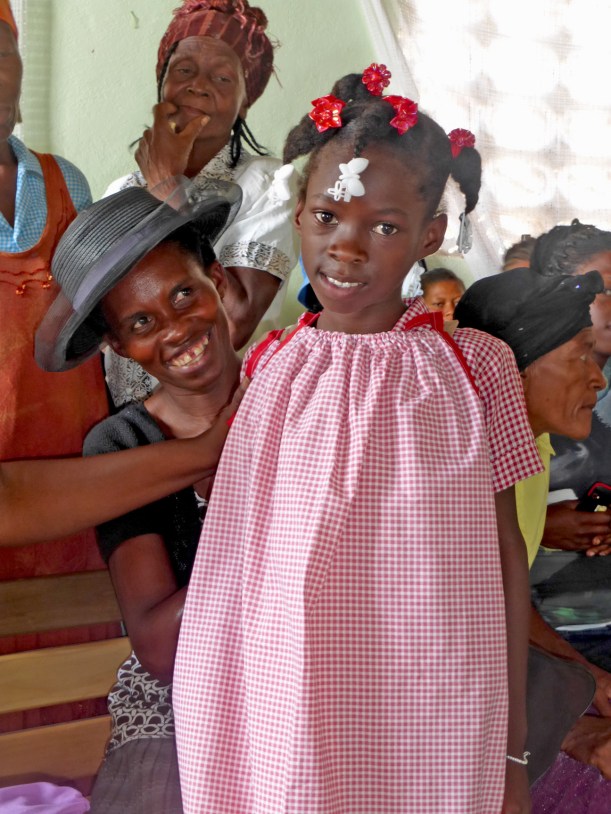 Here is a mother and her daughter excited about her new dress! 