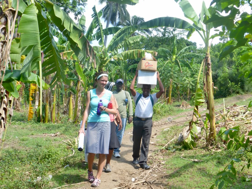 Carrying in boxes of boys and girls clothes!