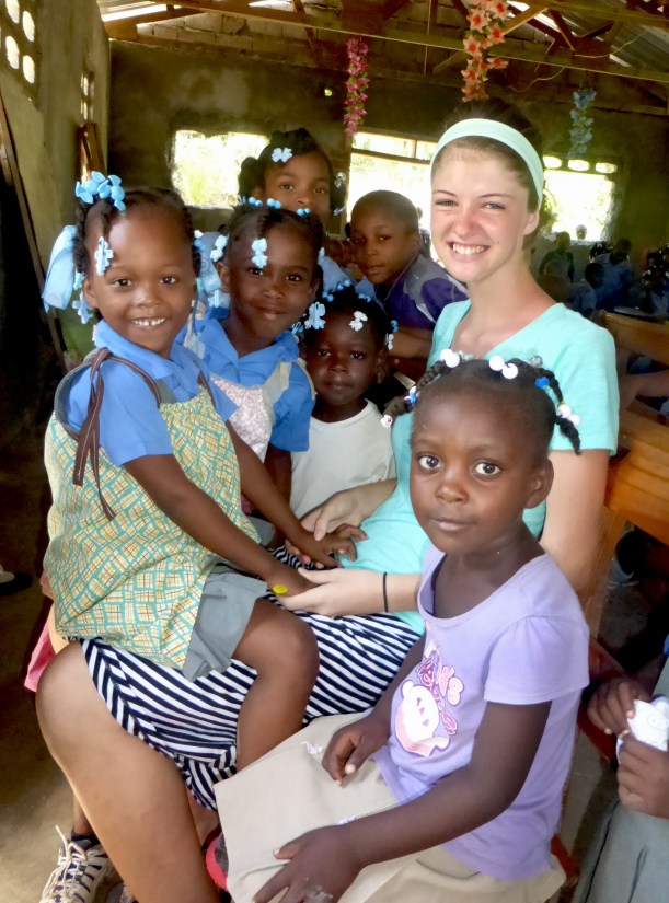 Telling the kids about our friends who made the clothes!