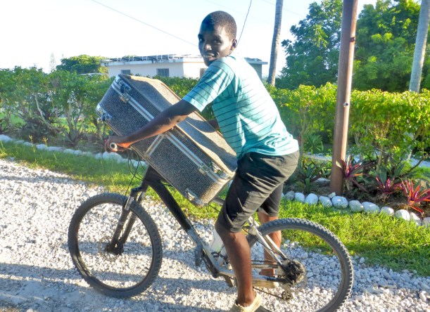 Sanio is a special family friend. He got a bike to go to college downtown. He also got a suitcase as a new dresser!