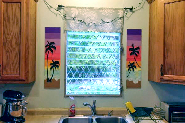Trinity designed and painted these panels to brighten up our kitchen!