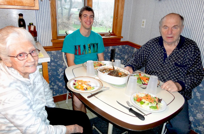 Evan was glad to have his Mom around for a while!