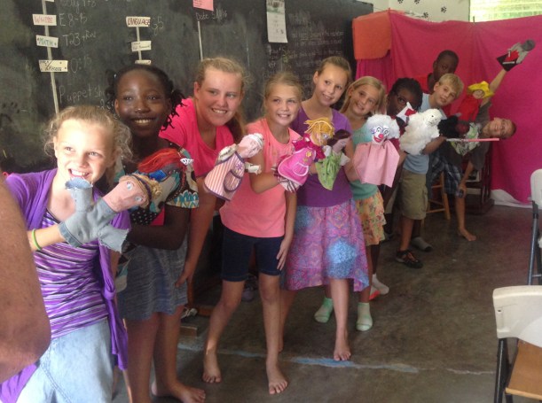 The class created an original puppet show with their puppet creations!