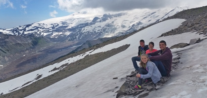 Hiking up near Mt. Rainier and finally reaching snow!