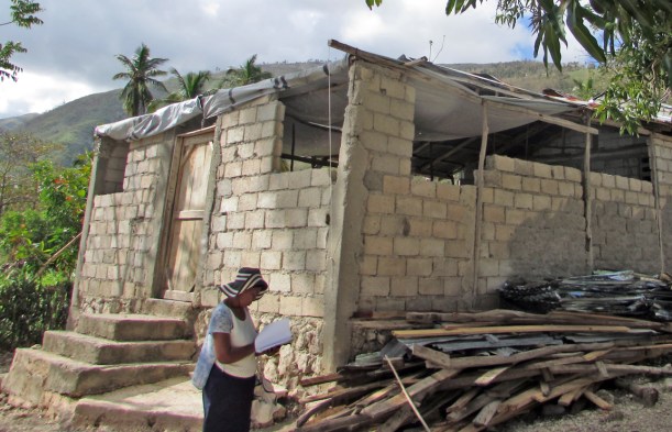 Marie Lucie has been busy surveying the damage and taking down information!