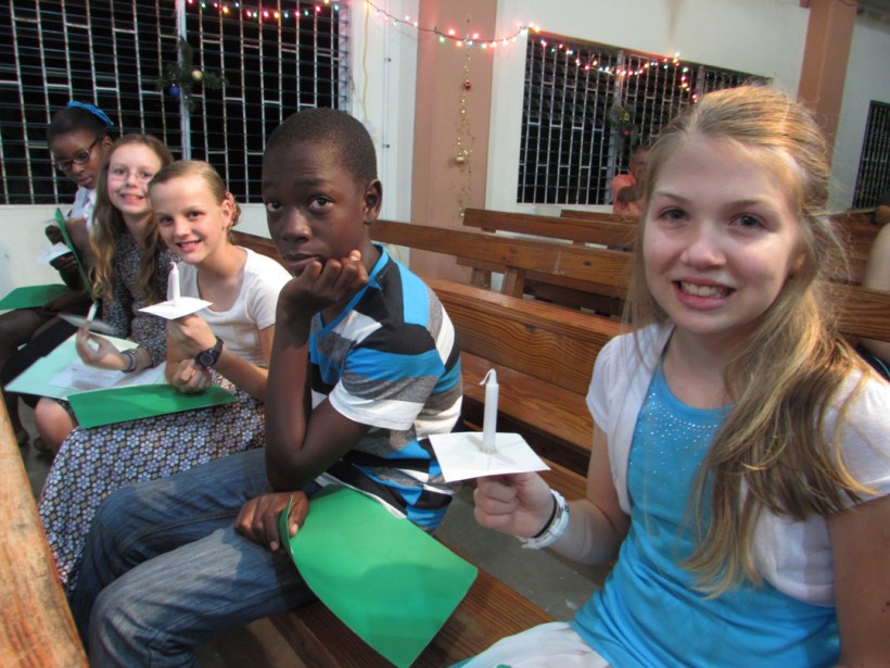 Getting ready for the school Christmas program!