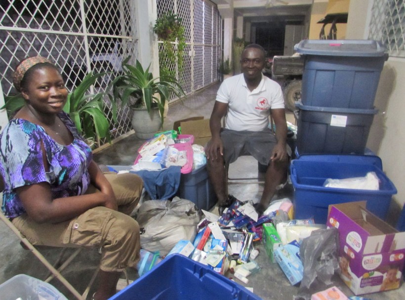 Figuens and his wife spent two evenings to divide the items into care packs!