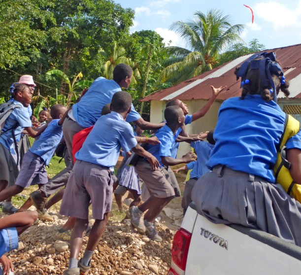 They don't always sit down...kids are kids everywhere!