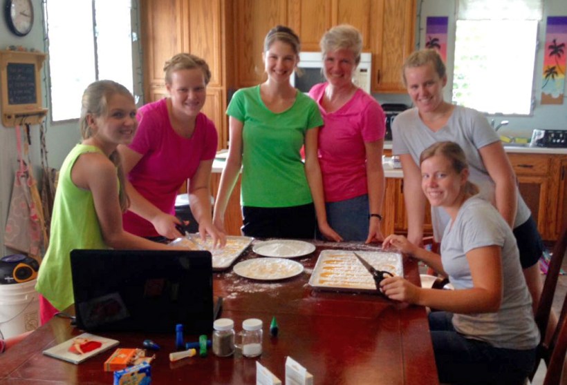 The candy making crew takes a quick break!